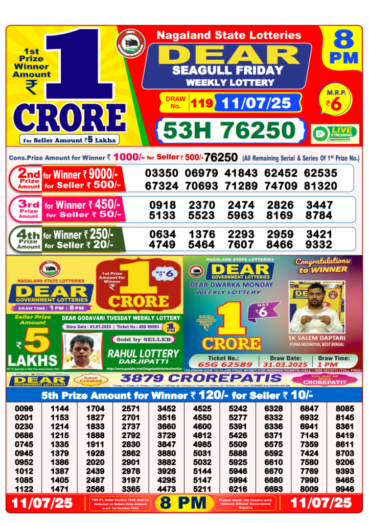 Dear Lottery Result Today(11-7-2025) | 8PM