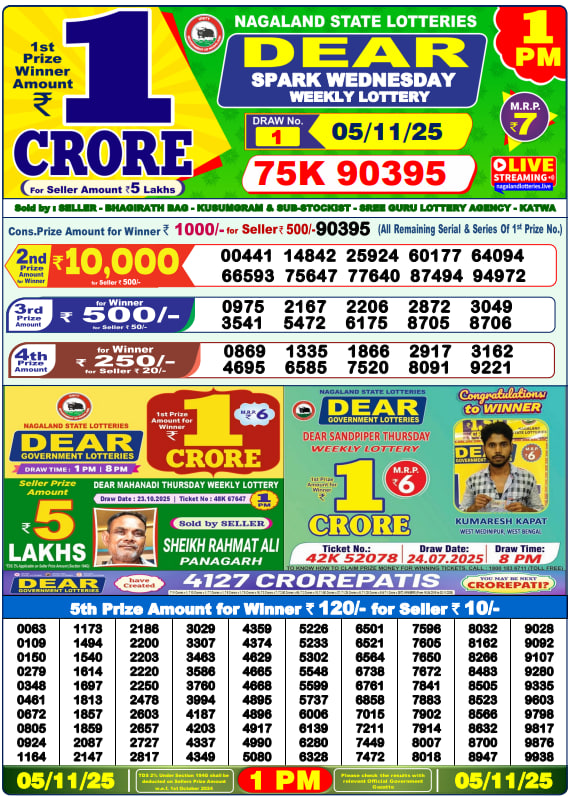 Dear Lottery Result Today(05-11-2025) | 1 PM